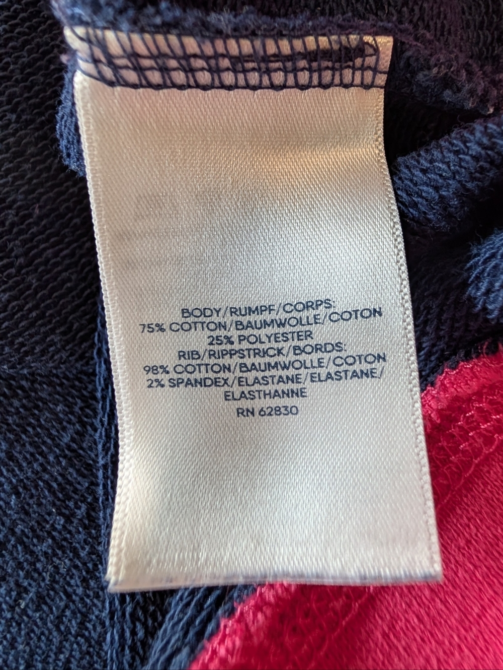 Lands' End Serious Sweats Color Block Raglan Sweatshirt | M | Navy Neon Cotton - Picture 6 of 7